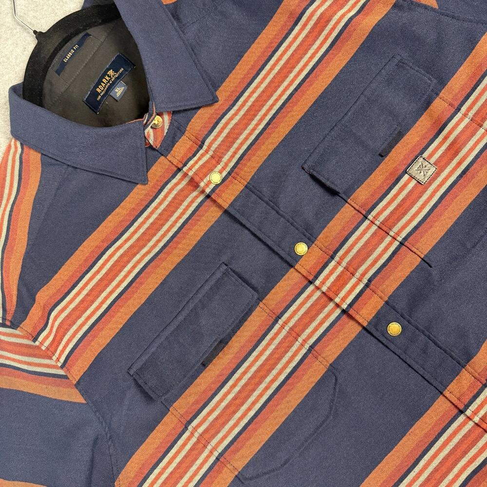 Roark Diablo Alpinist Heavyweight Flannel Mens XL Striped Overshirt Outdooor